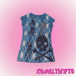 💕Blue Baby Tee With Rhinestones 💕