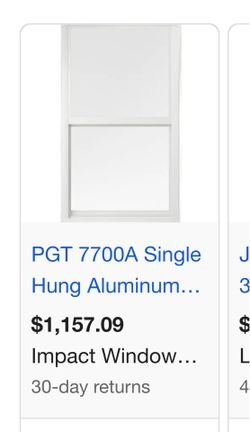 PGT impact heavy duty aluminum window 37” by 74” single hung