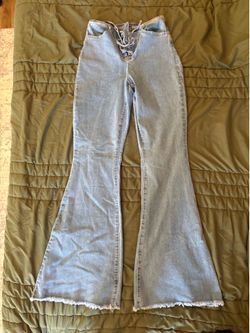 Never worn Fashion Nova Lace-Up Flare Jeans