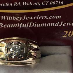 14 Kt Real Gold , Not Plated Mens Diamond Ring
