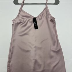 New With Tag 🌸 LULU'S satin blush pink mini bodycon dress size S
