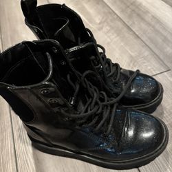 Girls Black Sparkle Boots Size 1