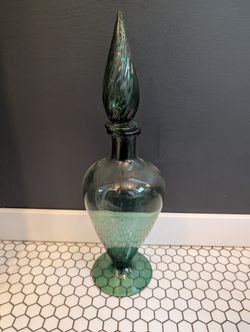 Vintage MCM Green Decanter 