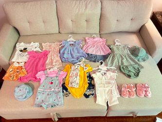 Lots of 6-18 months baby summer and warm clothes girl dresses and shoes