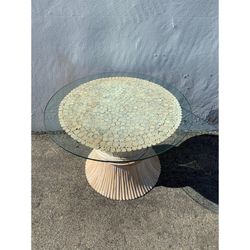 McGuire Style Sheaf Wheat Coffee Table Rattan Boho Chippendale Bamboo Chinoiserie