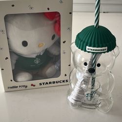 Starbucks Bearista Glass & Hello Kitty Plush