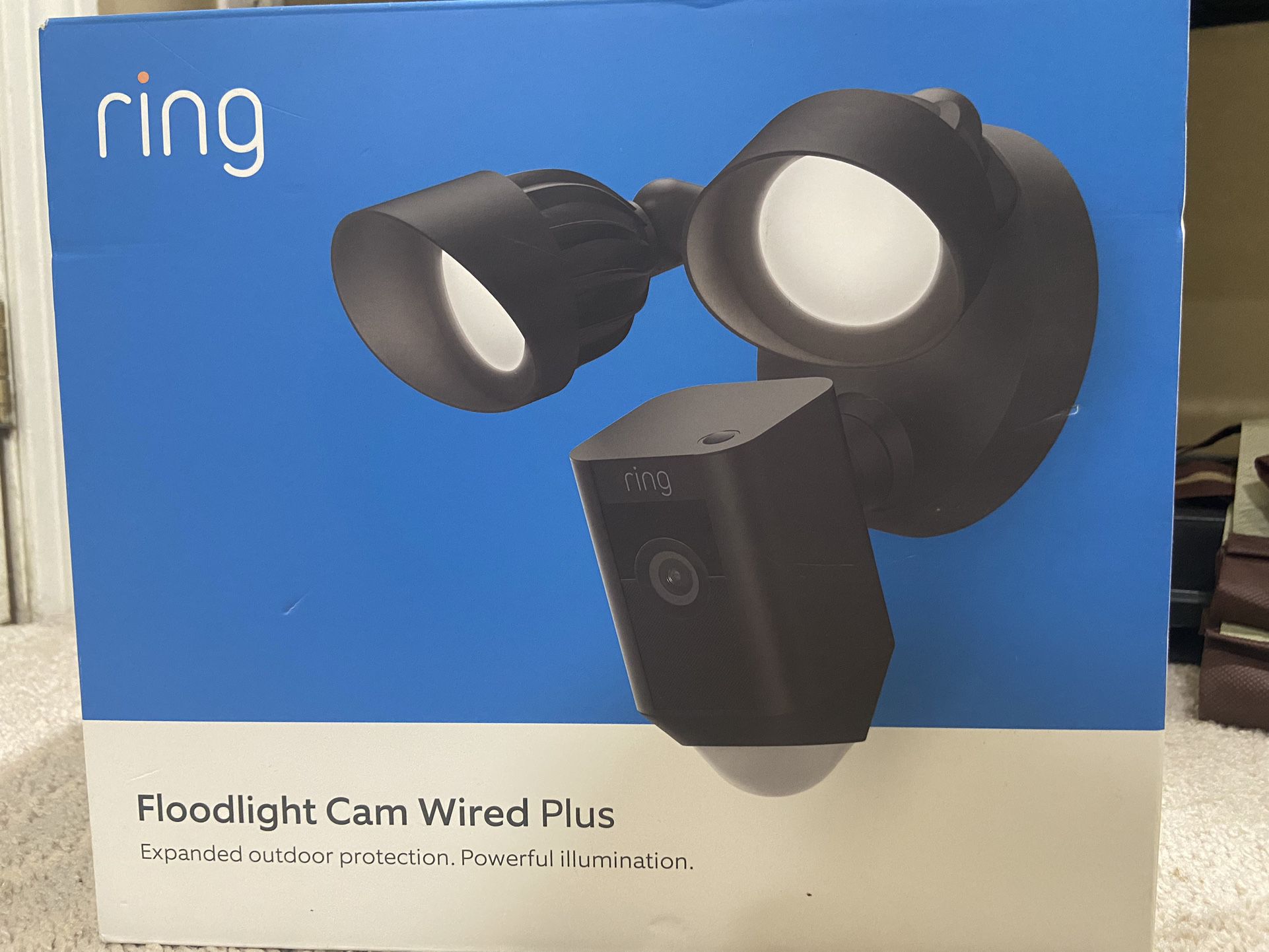 Ring Floodlight Cam Wired Plus with motion-activated 1080p HD video, Black