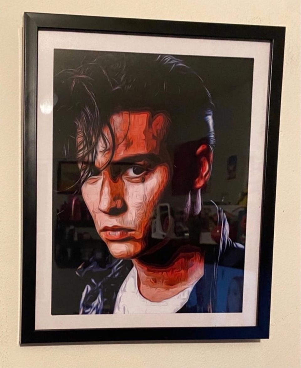 Johnny depp in baby custom art piece on black frame