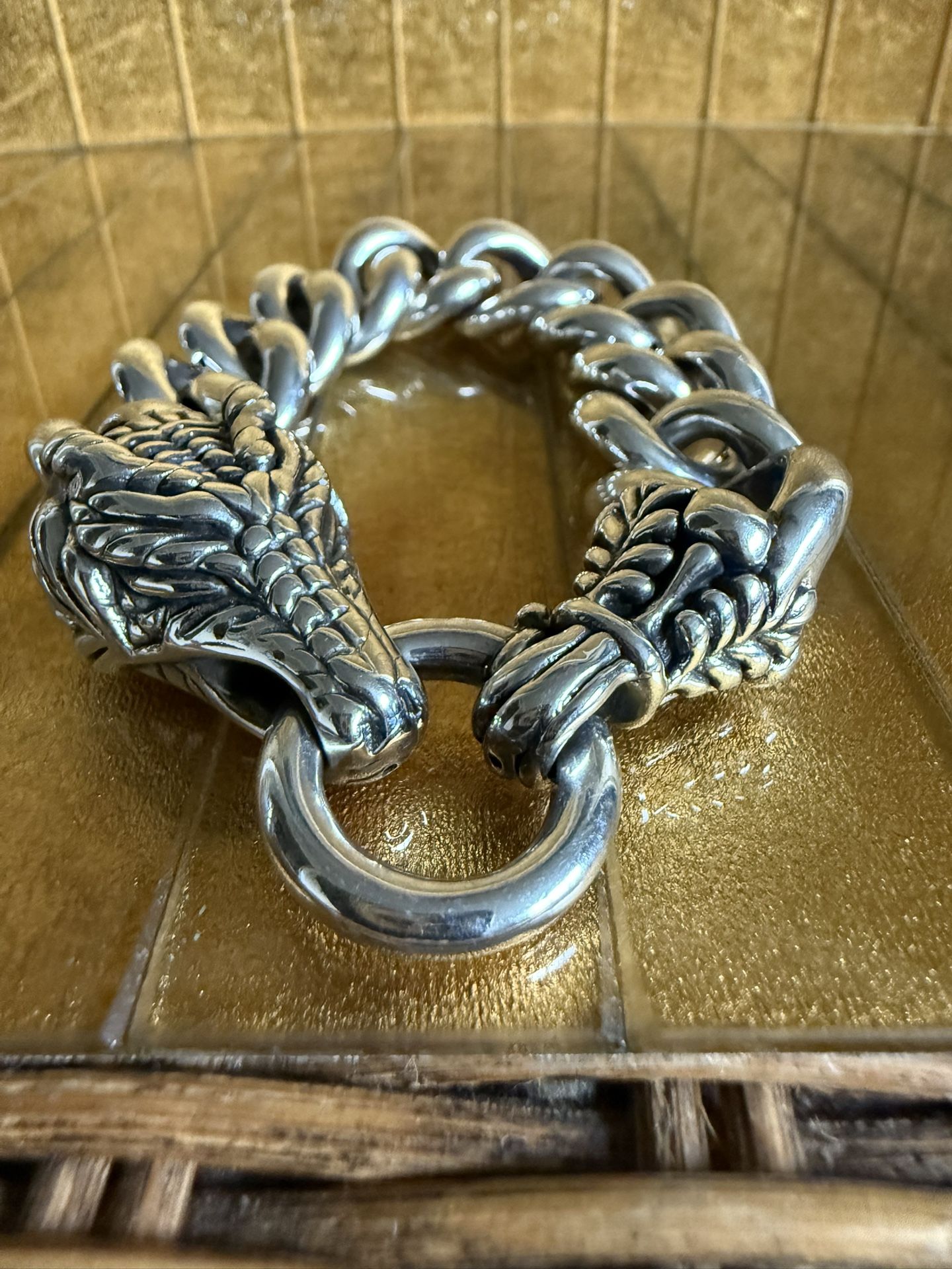 Sterling Silver 925 Made In Italy, Dragon Chain Bracelet