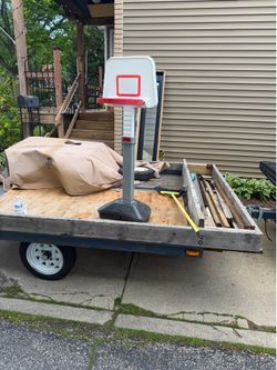 Plastic Kids Basketball Stand, adjustable from 31 to 40 inch hi basket, needs a net, $10