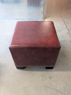 Red leather ottoman
