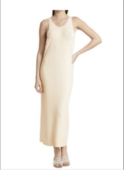 Rag & Bone Womens Asher Ribbed Knit Midi Sleeveless Sweaterdress Ivory XS