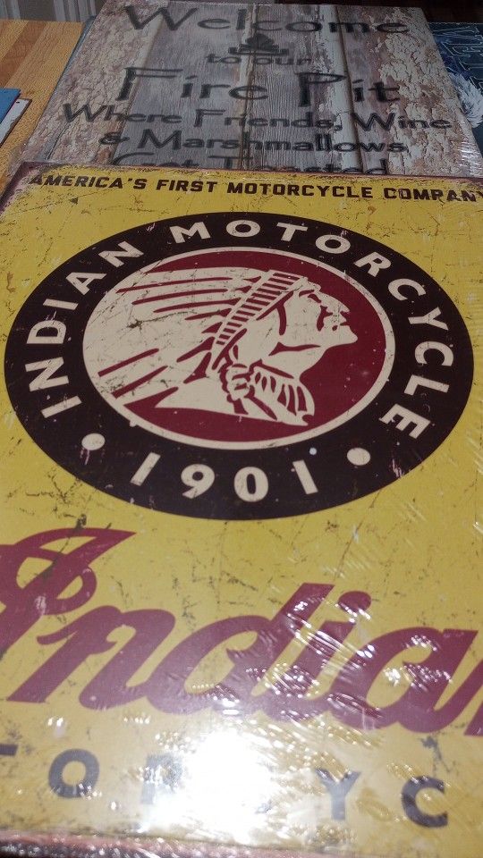 Indian Motorcycle Metal Signs Chevy Rt66 And More