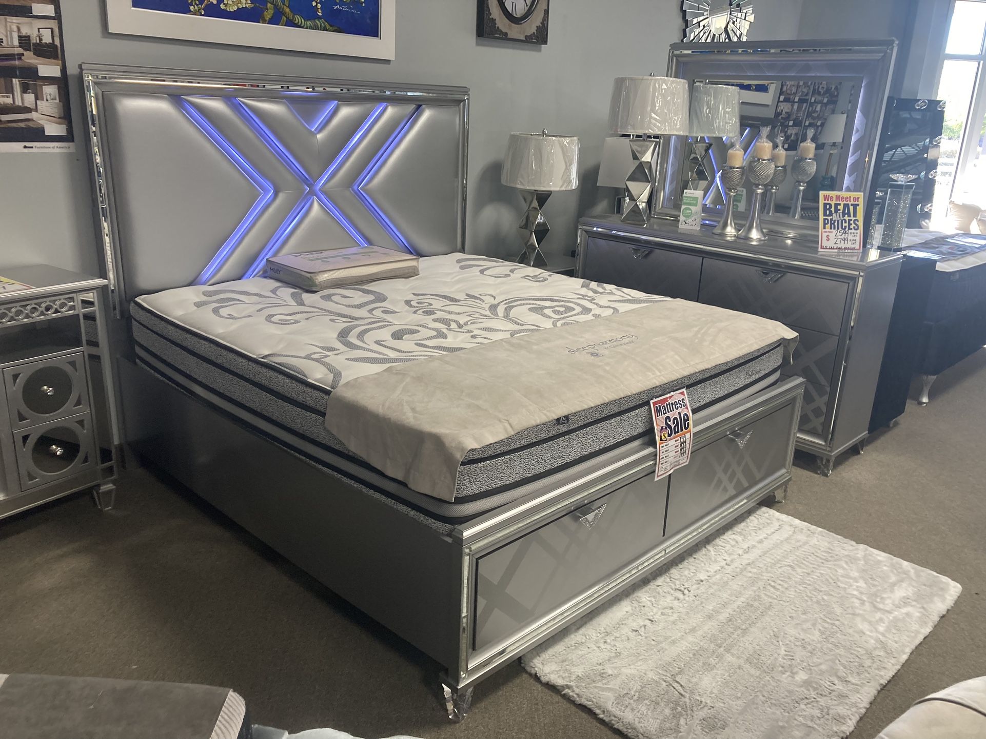 Bed Dresser Mirror Nightstand ! $2,599! Set! Easy Financing! πβοΈπ©·