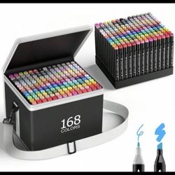 168 Colors Set Dual Brush Alcohol Markers Dual Tip Pens for Artist Kids Adults
