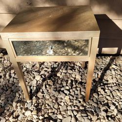Gold Mirror Nightstand End Table