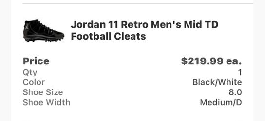 All black Jordan 11s high top football cleats