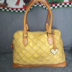Canvas & Leather Handbag~Dooney & Bourke Lara Satchel
