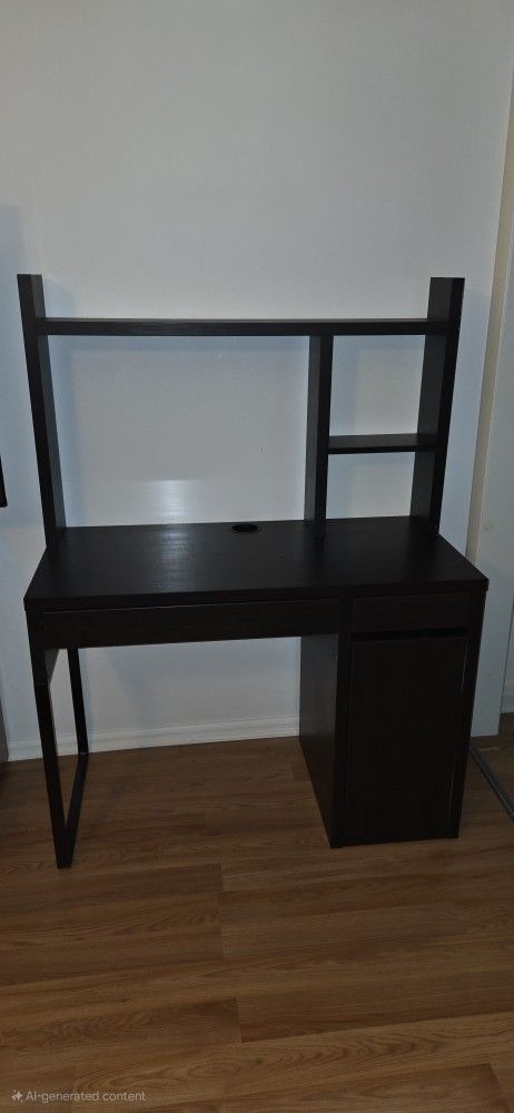 Black Computer desk with hutch
