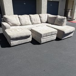 Ashely Furniture Sectional Couch W/Storage Ottoman & Cup Holders