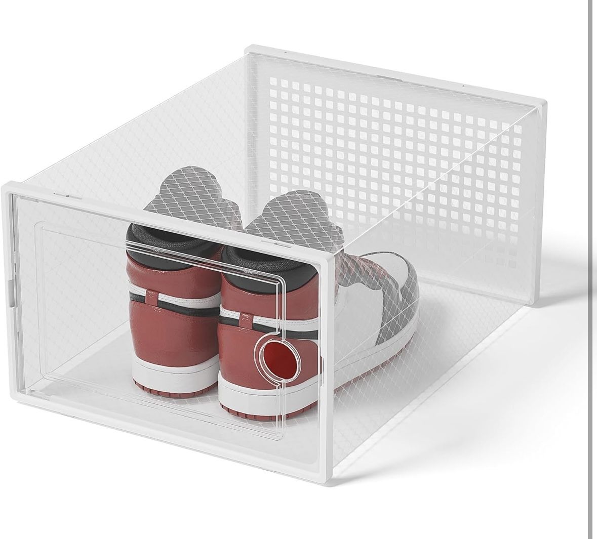 Kuject XX-Large Shoe Storage Boxes Organizers Clear Plastic Stackable 12 Pack, Shoe Rack & Holder Substitute, Sneaker Containers, Toy Storage Organize