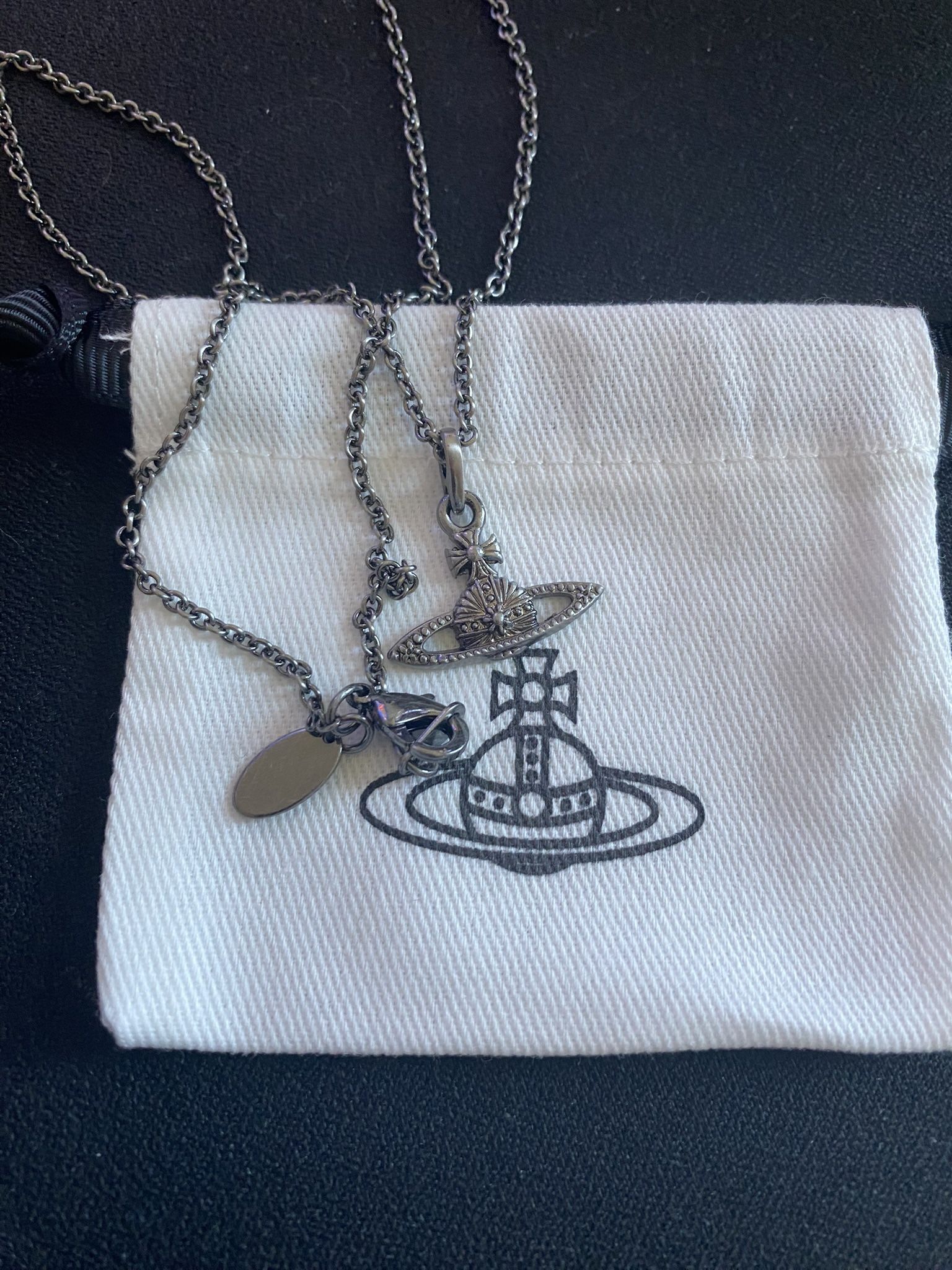 Vivienne Westwood Dark Silver Saturn Necklace