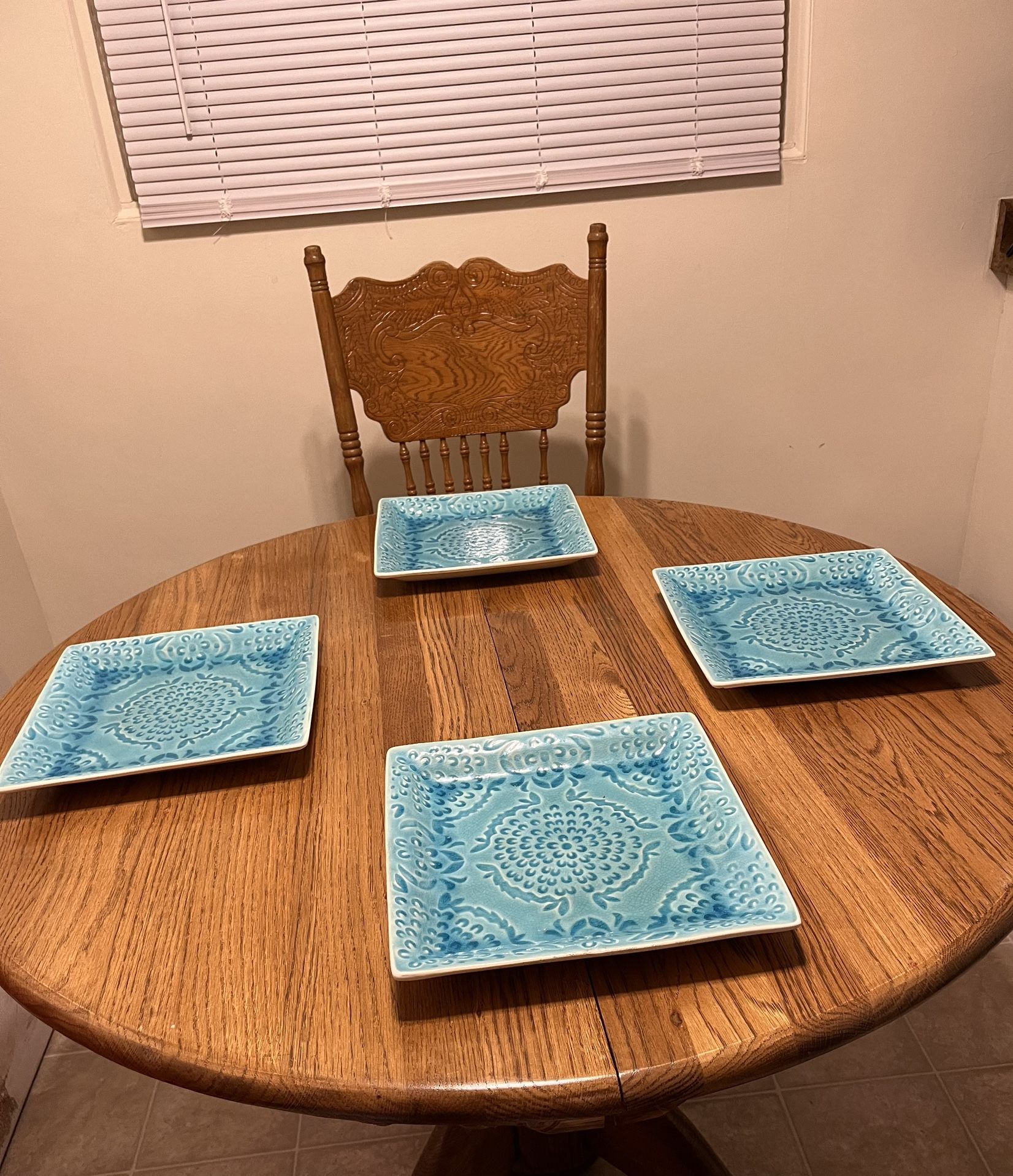 4-Dinner Roscher Plates Turquoise Excellent 