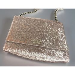 Kate Spade New York Pale Pink GLITTER & Rose Gold Crossbody Bag Purse
