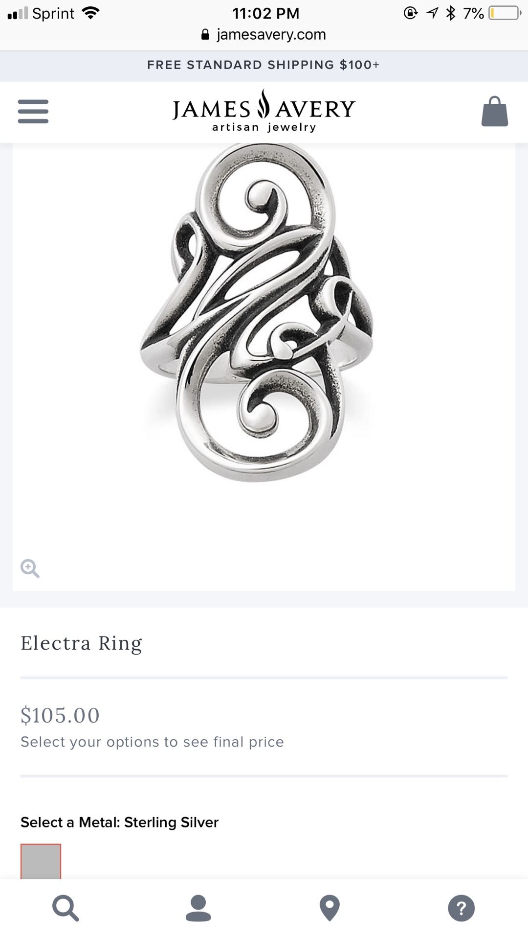 James Avery Electra ring