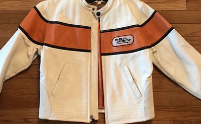 Women’s White Leather Harley Davidson Coat