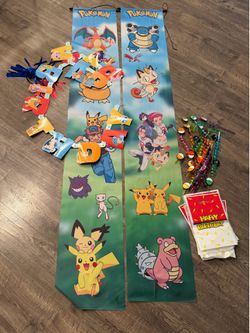 Pokemon birthday decorations banners, bags and balloons