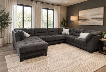 🩶DELIVERY AVAILABLE🩶U SHAPED GRAY SECTIONAL COUCH SOFA SET W ACCENT PILLOWS