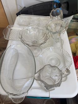 Vintage Clear Glass Serving Dishes Lot