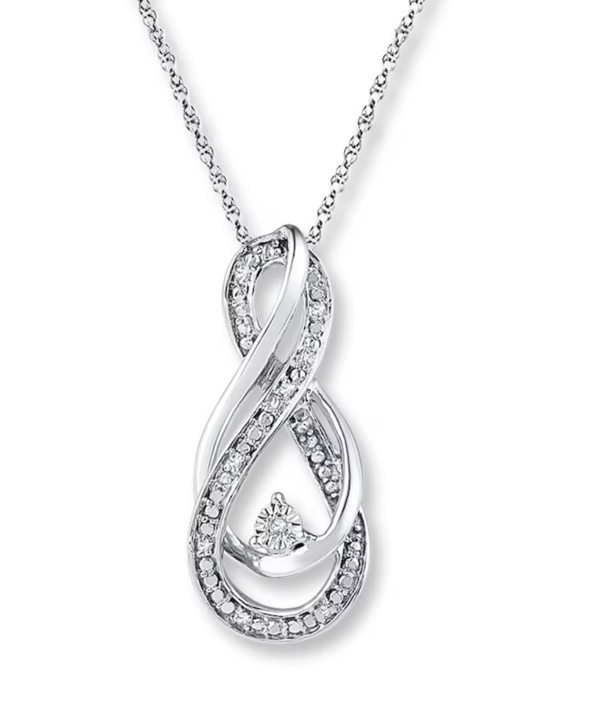 Kay Jewelers Infinity Sterling Silver and Diamonds Necklace