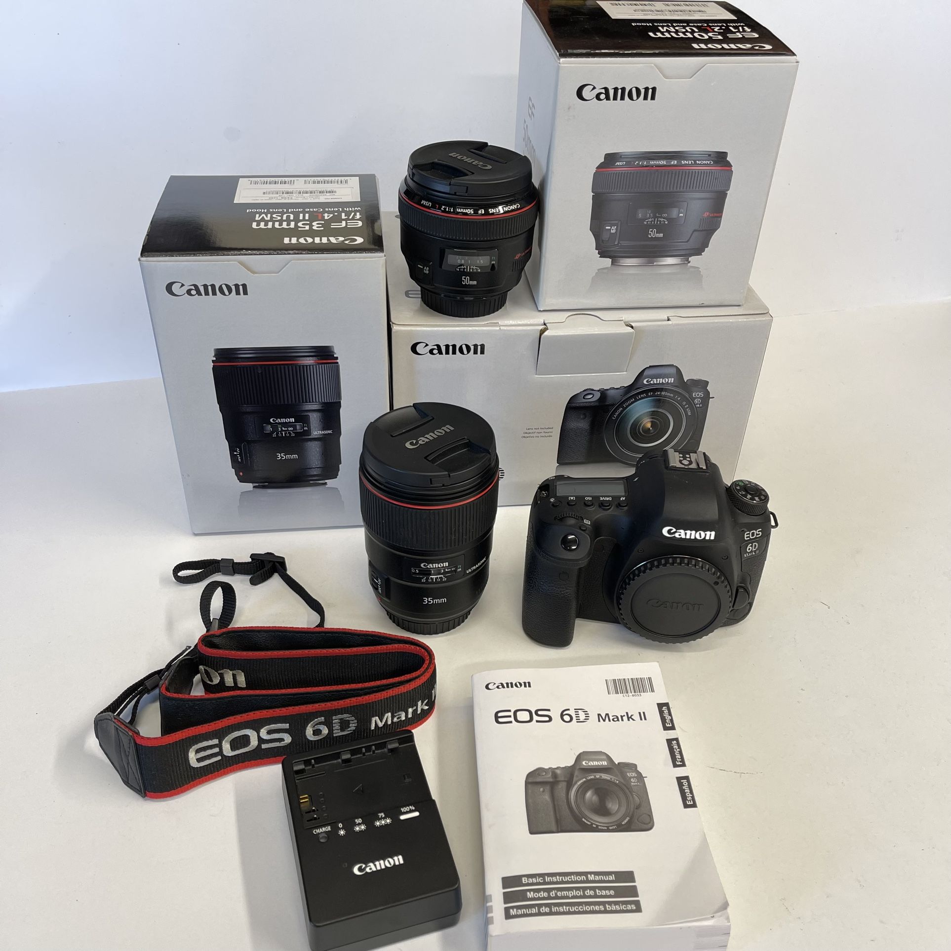Canon Bundle EOS 6D Mark ii body•EF 50mm F/1.2L Usm Lens•EF 35mm F/1.4L II USM Lens