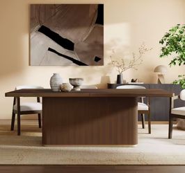 CHRISTOPHER KNIGHT HOME Murray Brown Wood 84 in. W Rectangular Pedestal Dining Table 8-Seats, Pillar
