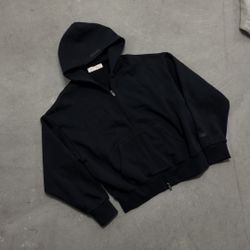 Jet Black Fear Of God Classic ESSENTIALS Zipup Hoodie