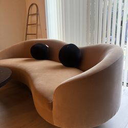 CB2 Sofa Retail $2600 - Curvo 96.5" Camel Velvet Sofa By Goop