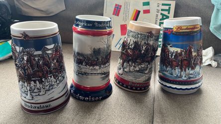 Budweiser Clydesdales Collector Beer Steins Set of 4