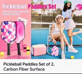 Pickleball Paddles Set of 2, Carbon Fiber Surface Paddles Two paddles,