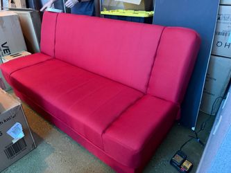 Red Fabric Futon Sofa Bed