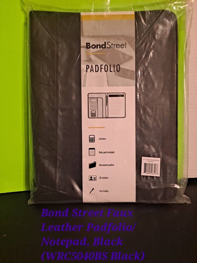 Bond Street Faux Leather Padfolio/Notepad, Black (Wrc5040Bs)-$20.00