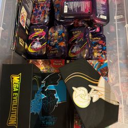Pokemon 30-35 Mini Tins, Empty Booster Boxes, ETBs, Energy Cards 