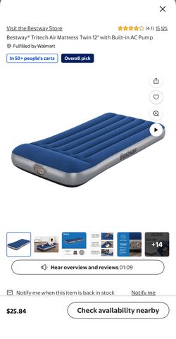 Two Bestway Tritech Air Mattresses Twin 12” with Built-in AC Pump