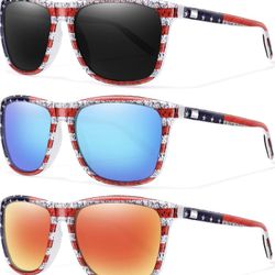 Polarized Sunglasses for Men Women Mirror UV 400 Protection Lens Spring Hinge (3 Pack)
