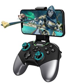 aghi Bluetooth Game Controller with Hall Joysticks and Phone Clip Wireless Gamepad for Switch/PC/iPhone iOS/Android/TV/Steam with Lock Speed, Macro, 6