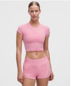 Lululemon Swiftly Tech Cropped Short Sleeve 2.0 Candy Cloud pink with tiny multicolored dots, (SIZE 4) $29.99 cash only (Brand new, never worn w/ tag 