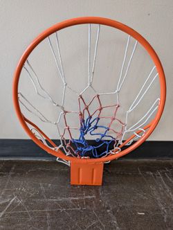 Vibrant Orange Basketball Hoop with Patriotic Net
