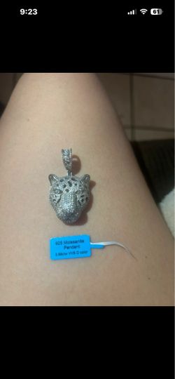 925 Silver Moissanite Panther Head Pendant