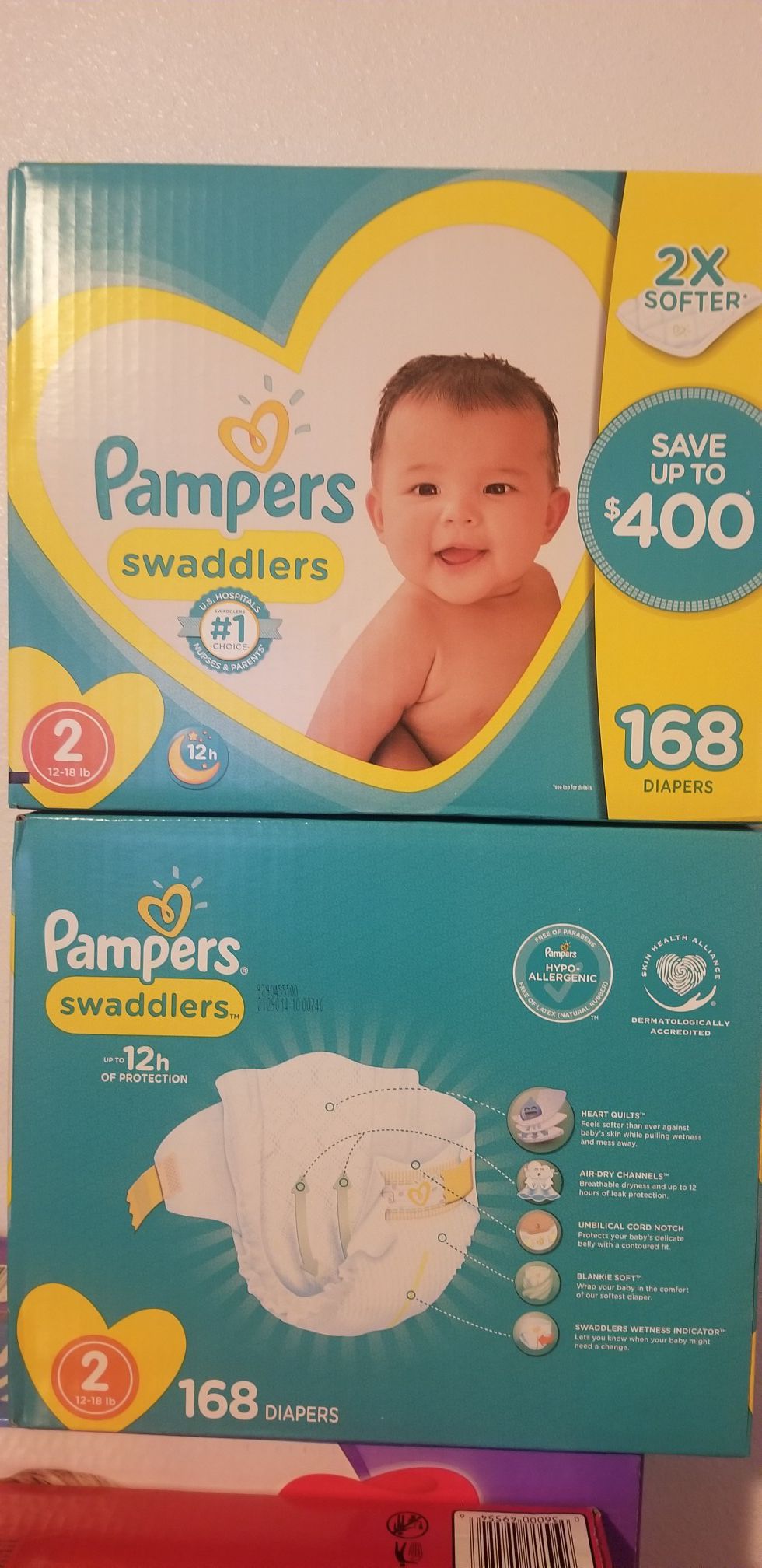Pampers swaddlers size 2 168 daipers $35 each box firm price